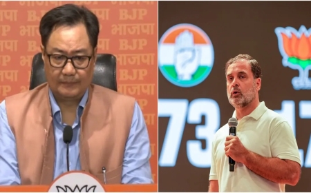 BJP Hits Back at Rahul Gandhi Over ‘H Files’ Allegations, Rijiju Calls Claims “Baseless Drama”