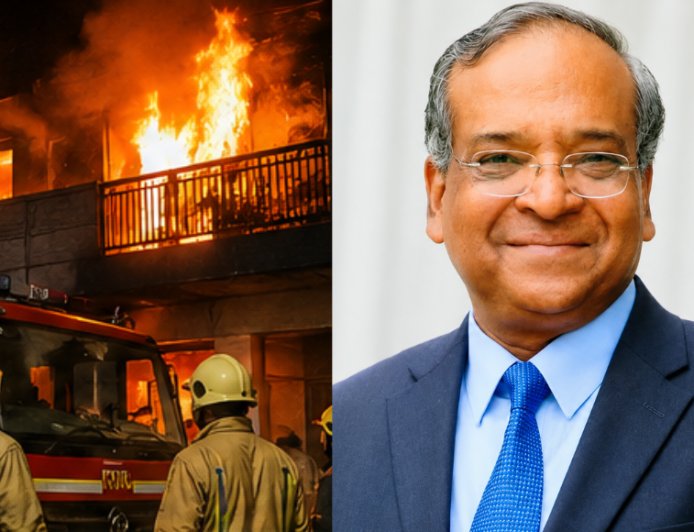 Retired IAS Officer Dies After AC Blast Triggers Massive Fire at South Delhi Residence