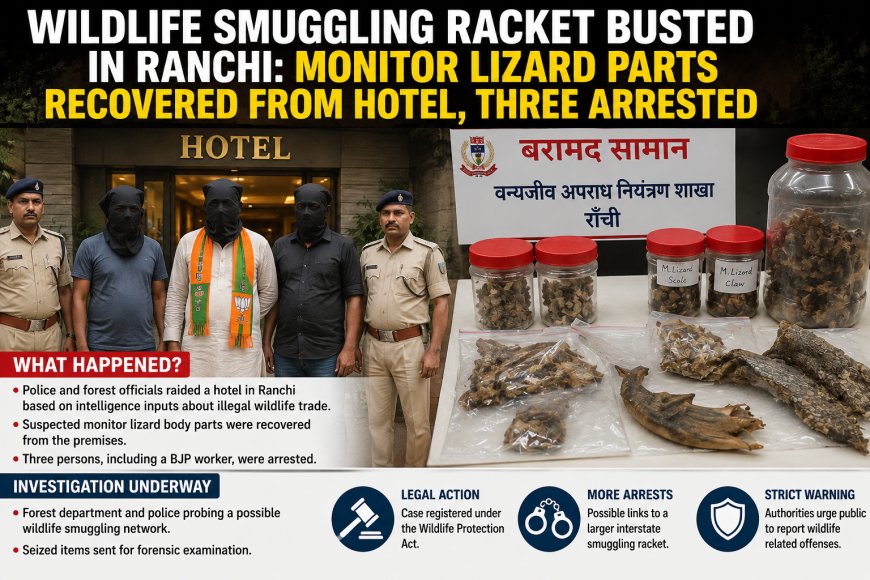 Wildlife Smuggling Racket Busted in Ranchi: Monitor Lizard Parts Recovered From Hotel, Three Arrested