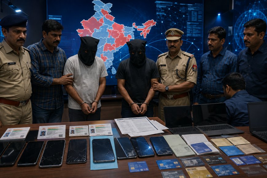 Two Cyber Fraudsters Arrested in Chandauli, Wanted by Police in 16 States; Used Fake Aadhaar to Create Mule Accounts