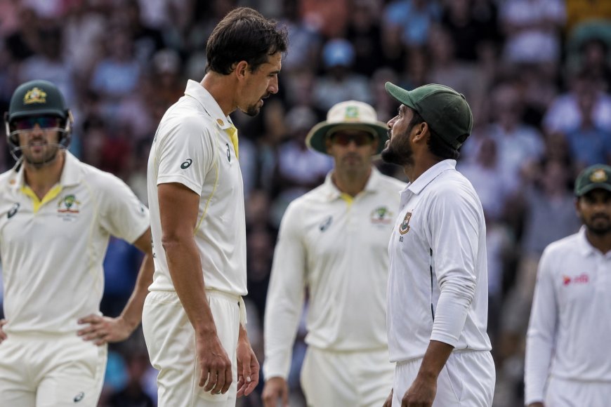 Australia vs Bangladesh Test Gets Heated: Mitchell Starc and Mehidy Hasan Miraz in Tense On-Field Exchange
