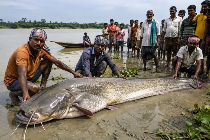 Giant Fish Weighing Up to 100 Kg Swept Into Bihar From Nepal Floods, Fishermen Left Stunned