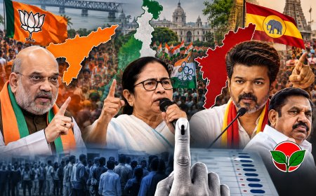 BJP Leads in Assam and Bengal Bypolls, Vijay’s TVK Challenges AIADMK in Tamil Nadu: Key Trends and Political Stakes