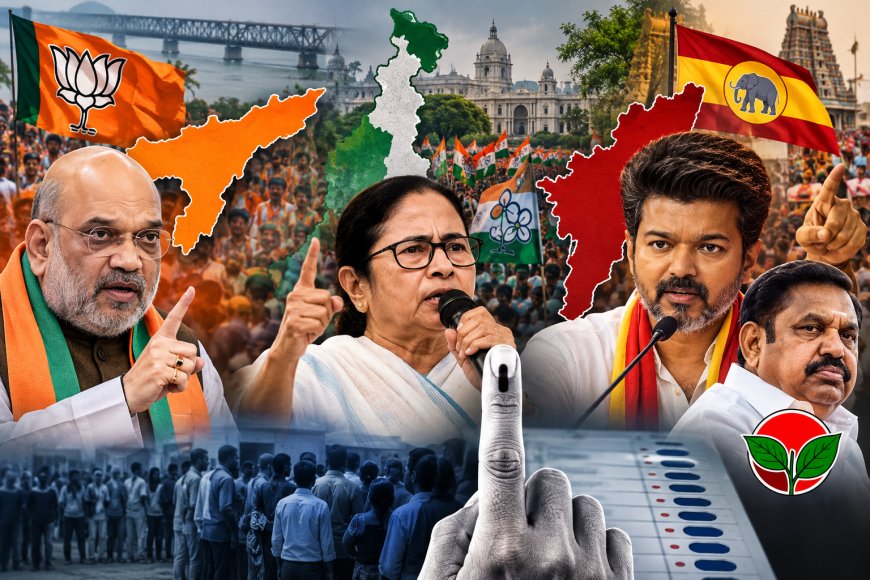 BJP Leads in Assam and Bengal Bypolls, Vijay’s TVK Challenges AIADMK in Tamil Nadu: Key Trends and Political Stakes